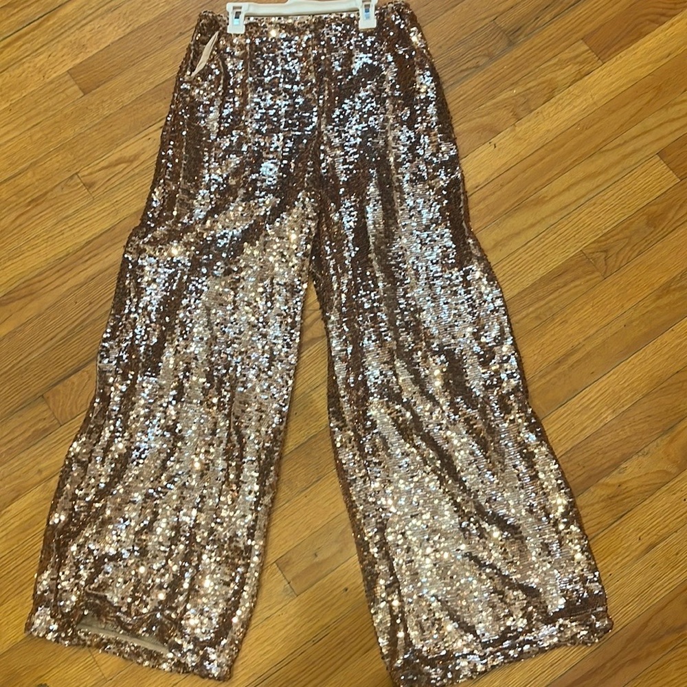 Akira Wide Leg Gold Sequin Pants